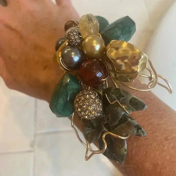 Amethyst And Crystal Wire Band Statement Bracelet - Picture 3 of 4